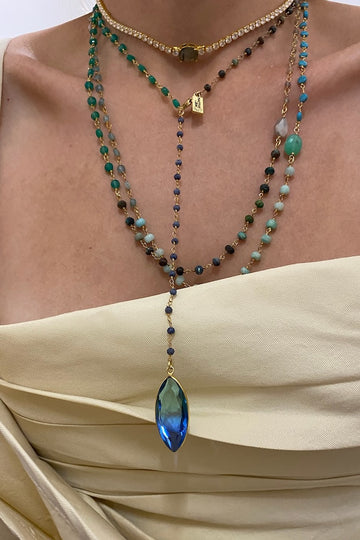 WATERCOLOR Y NECKLACE- BLUE HAWAIIAN